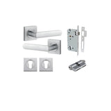 Osaka Lever - Square Rose Entrance Kit with Separate High Security Lock