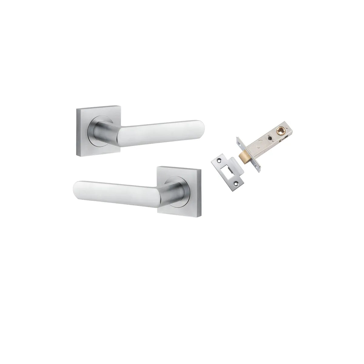 Osaka Lever - Square Rose Passage Kit in Brushed Chrome - angled product view