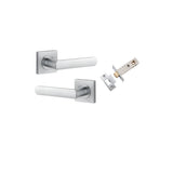 Osaka Lever - Square Rose Passage Kit in Brushed Chrome - angled product view
