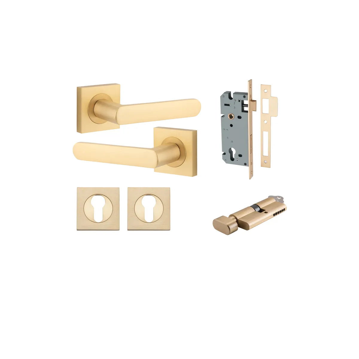 Osaka Lever - Square Rose Entrance Kit with Separate High Security Lock - entrance set configuration (7 of 12)