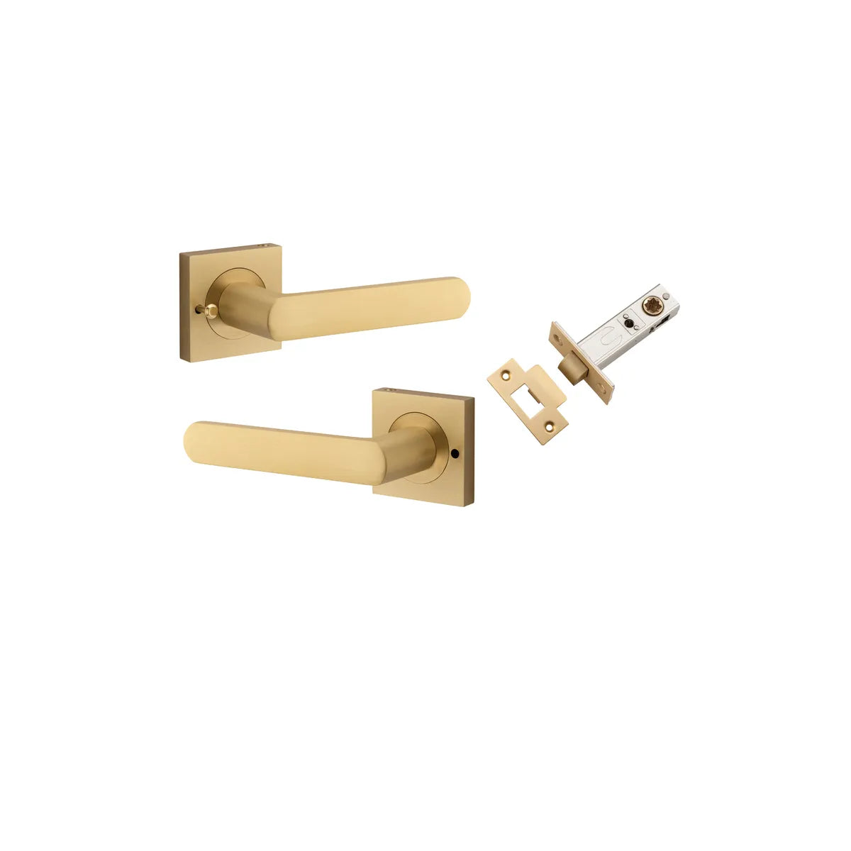 Osaka Lever - Square Rose (Inbuilt Privacy) in Brushed Brass - privacy set configuration