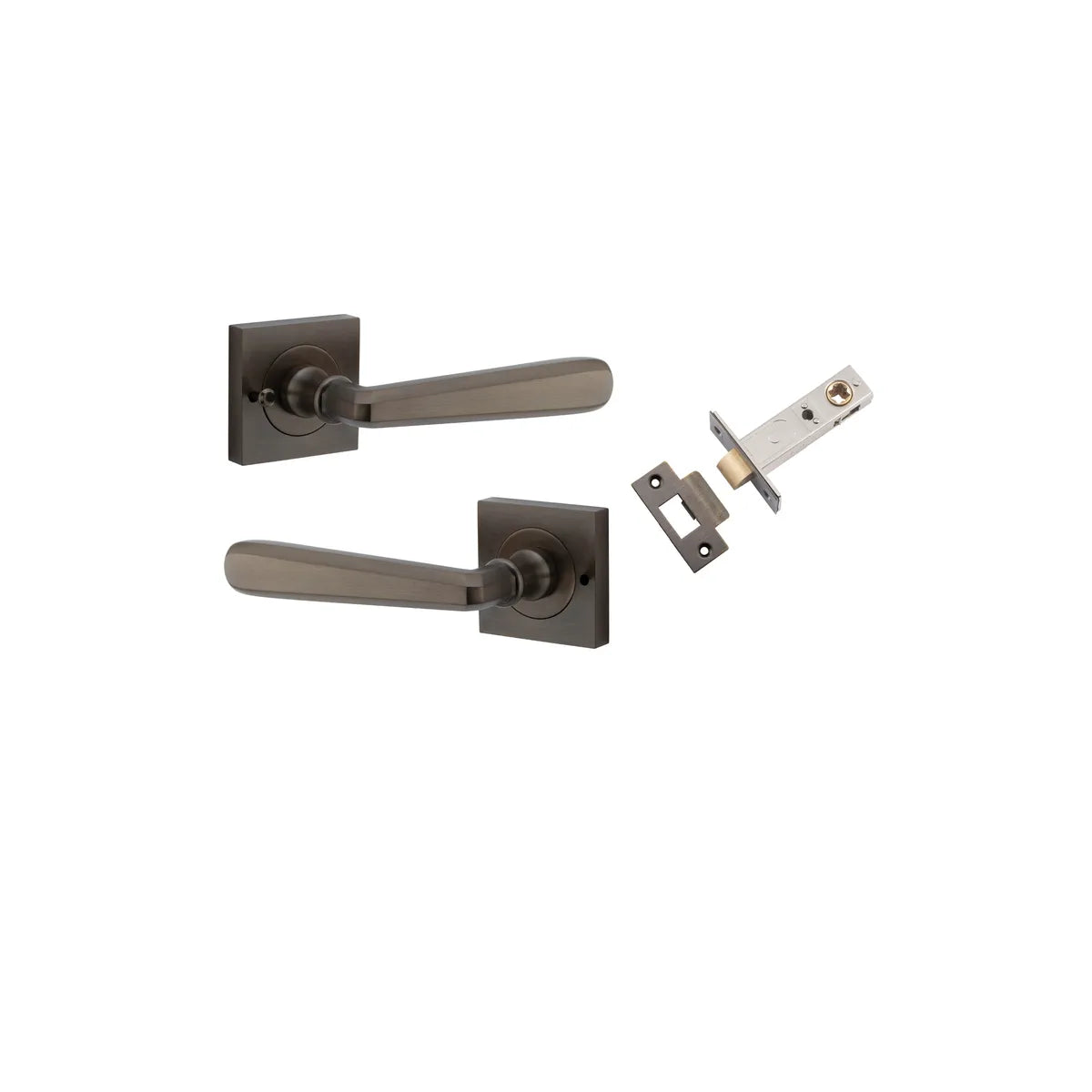 Copenhagen Lever - Square Rose (Inbuilt Privacy) in Brushed Brass - privacy set configuration (7 of 7)
