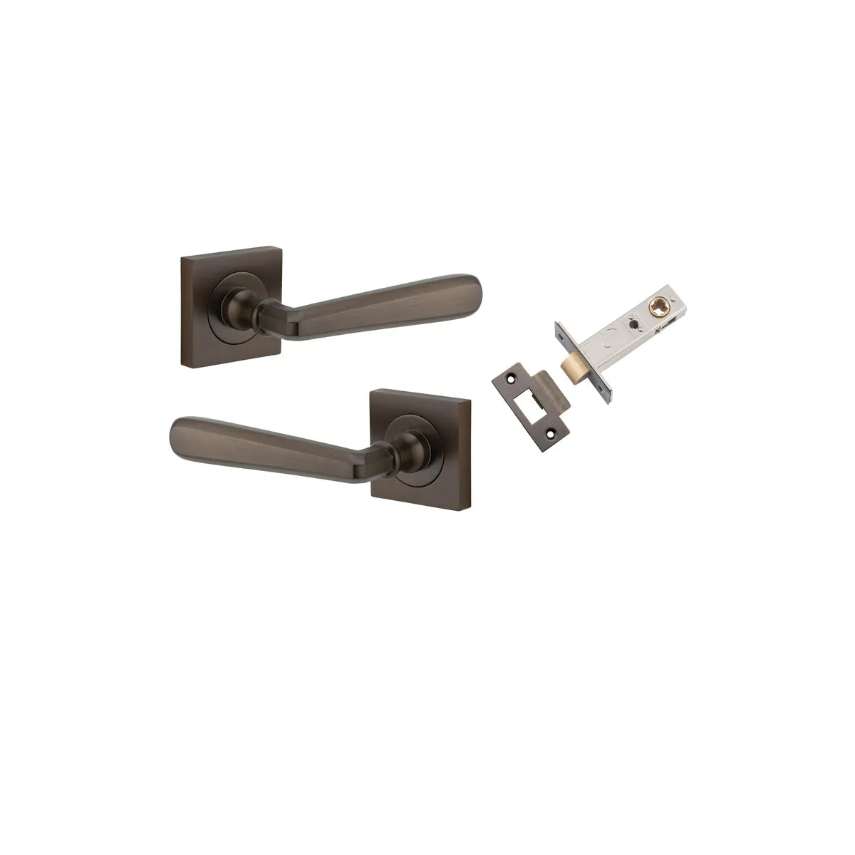 Copenhagen Lever - Square Rose Passage Kit in Signature Brass - finish and profile close-up