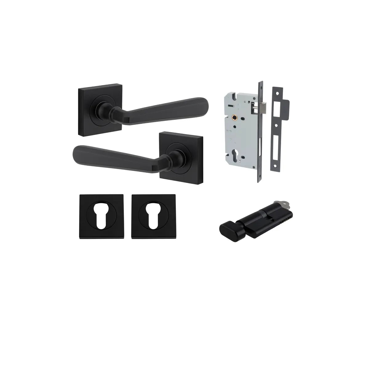 Copenhagen Lever - Square Rose Entrance Kit with Separate High Security Lock - entrance set configuration (11 of 14)