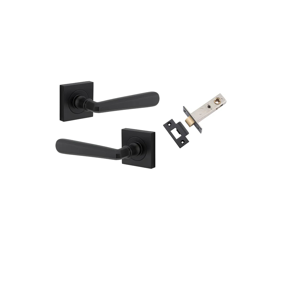 Copenhagen Lever - Square Rose Passage Kit in Brushed Brass - side profile view