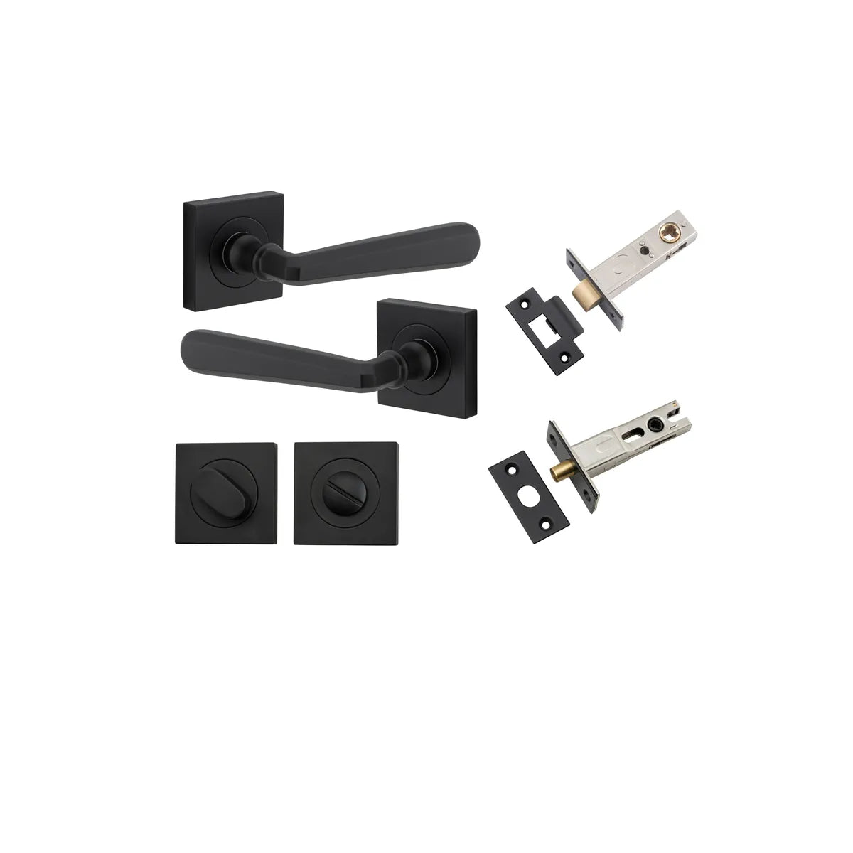 Copenhagen Lever - Square Rose Privacy Kit with Separate Privacy Turn in Brushed Chrome - privacy set configuration (4 of 7)
