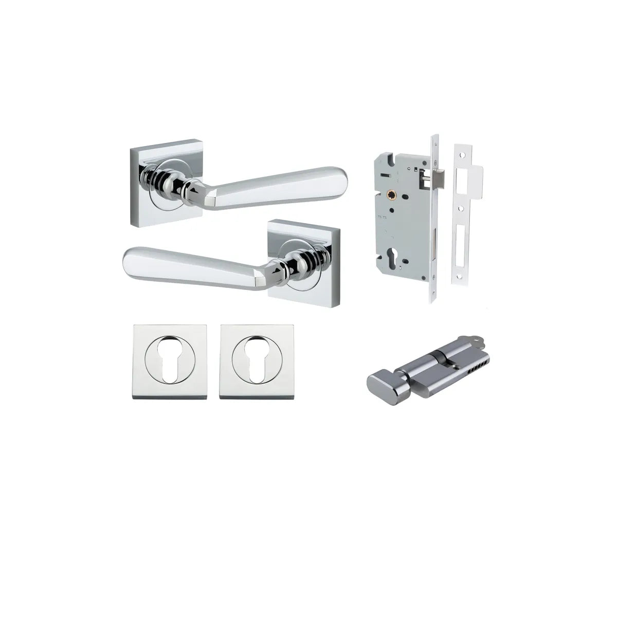 Copenhagen Lever - Square Rose Entrance Kit with Separate High Security Lock - entrance set configuration (12 of 14)