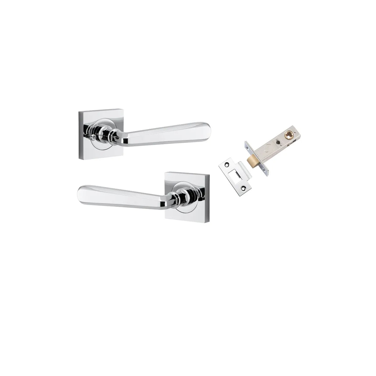 Copenhagen Lever - Square Rose (Inbuilt Privacy) in Polished Chrome - privacy set configuration