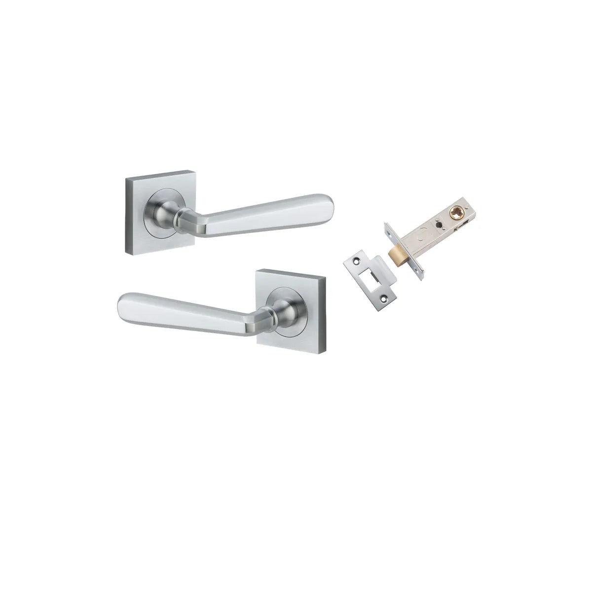 Copenhagen Lever - Square Rose Passage Kit in Brushed Chrome - angled product view