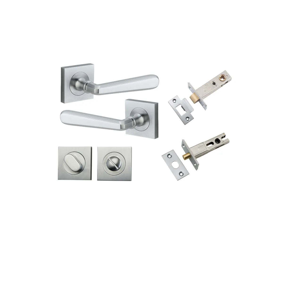 Copenhagen Lever - Square Rose Privacy Kit with Separate Privacy Turn in Brushed Chrome - privacy set configuration (2 of 7)