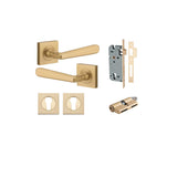 Copenhagen Lever - Square Rose Entrance Kit with Separate High Security Lock in Brushed Brass - entrance set configuration