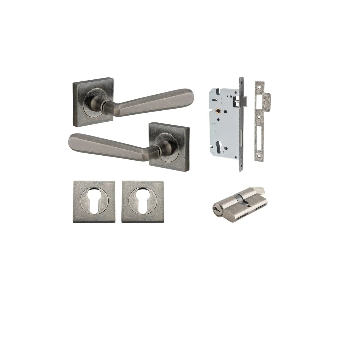 Copenhagen Lever - Square Rose Entrance Kit with Separate High Security Lock - entrance set configuration (3 of 14)