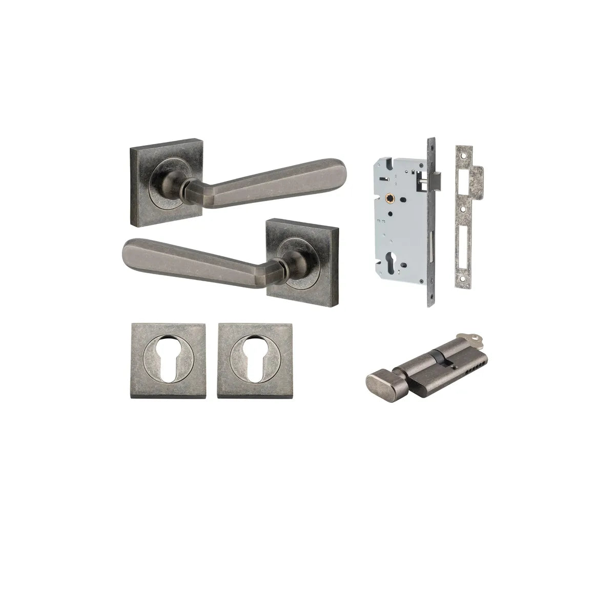 Copenhagen Lever - Square Rose Entrance Kit with Separate High Security Lock - entrance set configuration (10 of 14)