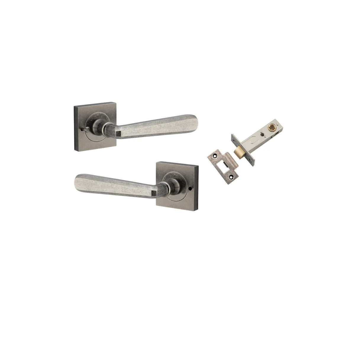 Copenhagen Lever - Square Rose (Inbuilt Privacy) in Distressed Nickel - privacy set configuration