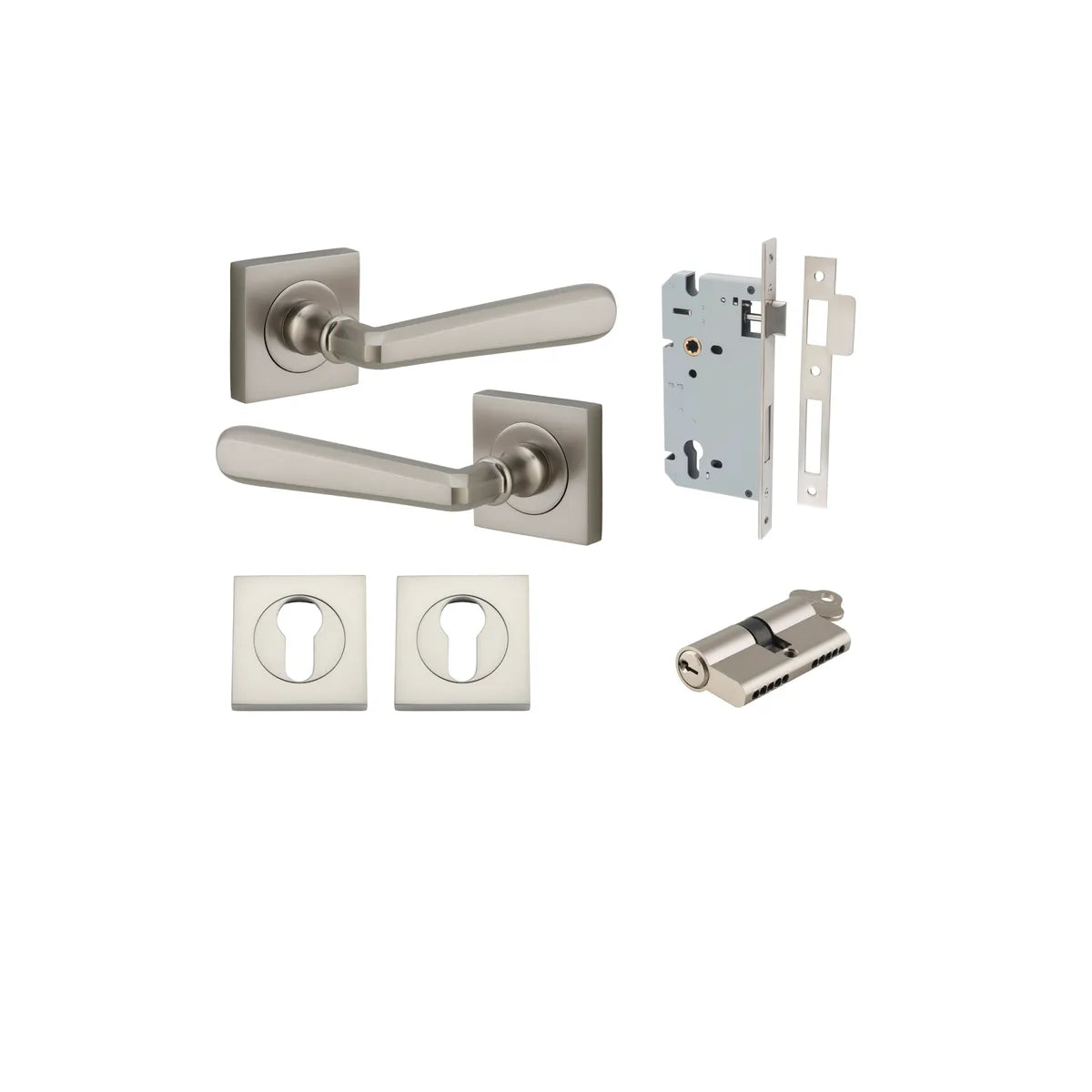 Copenhagen Lever - Square Rose Entrance Kit with Separate High Security Lock - entrance set configuration (6 of 14)