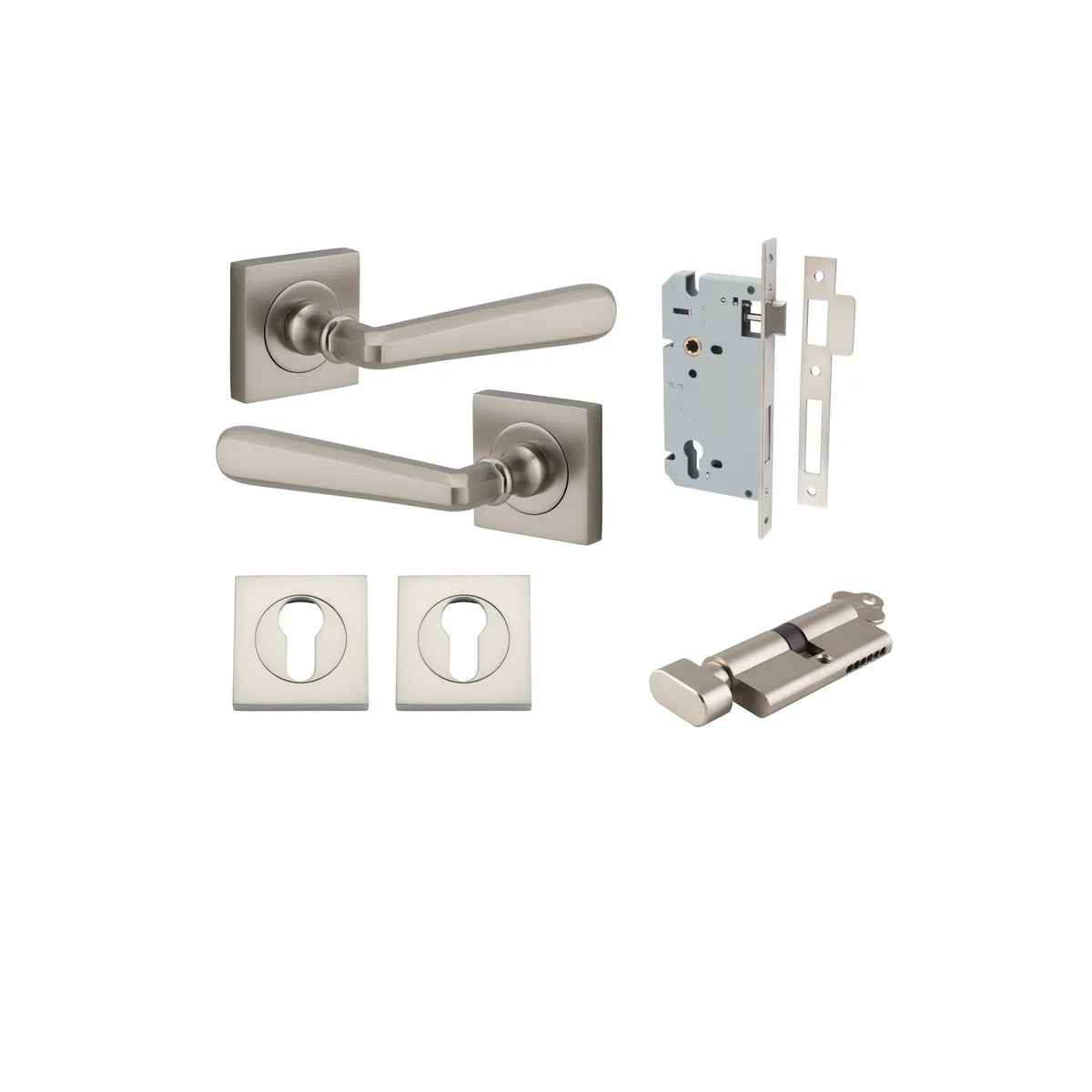 Copenhagen Lever - Square Rose Entrance Kit with Separate High Security Lock - entrance set configuration (13 of 14)