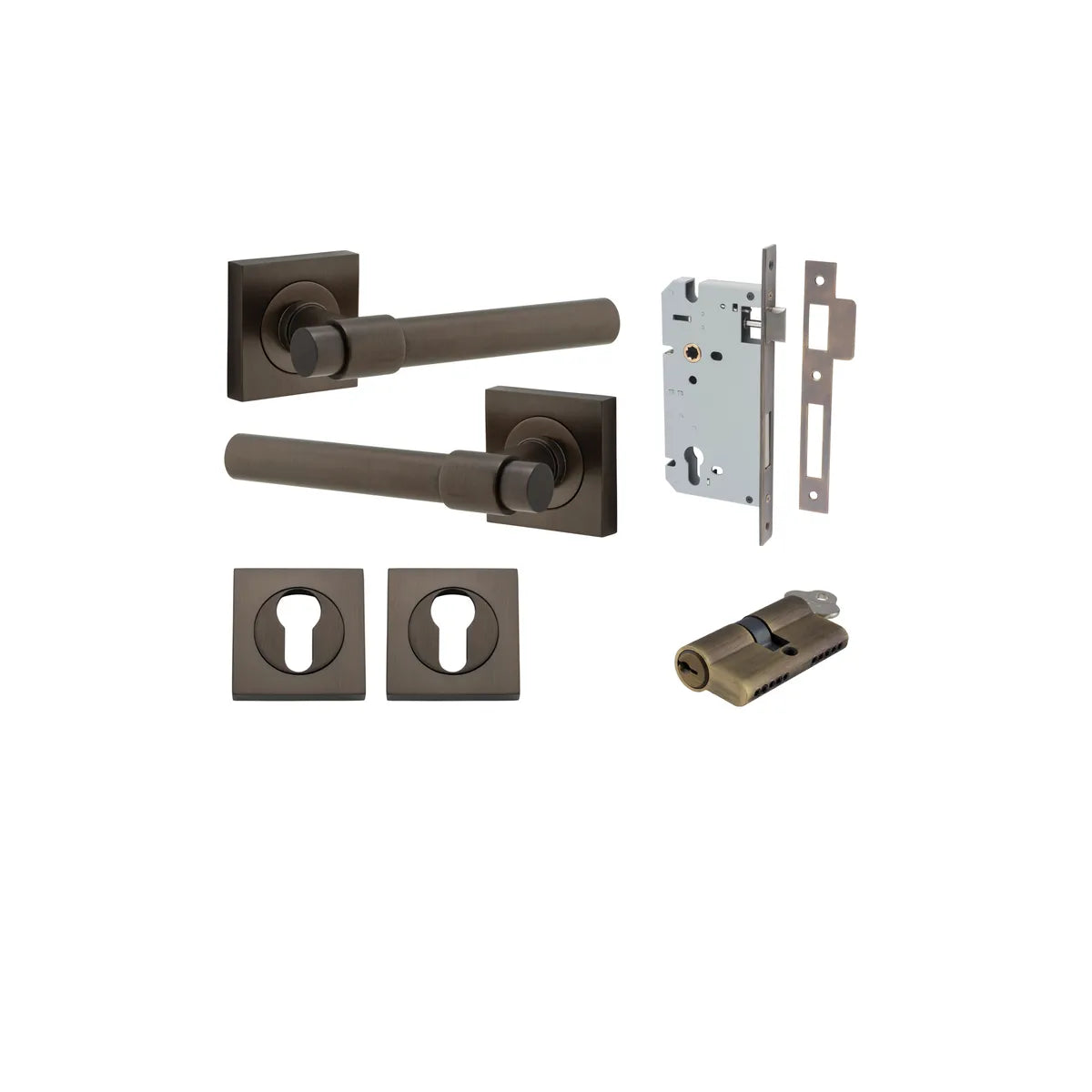 Helsinki Lever - Square Rose Entrance Kit with Separate High Security Lock - entrance set configuration (7 of 14)
