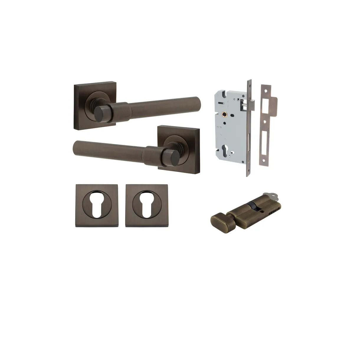 Helsinki Lever - Square Rose Entrance Kit with Separate High Security Lock - entrance set configuration (14 of 14)