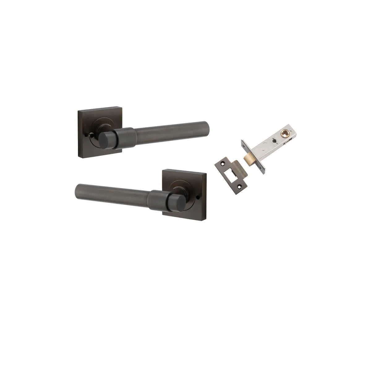 Helsinki Lever - Square Rose (Inbuilt Privacy) in Brushed Chrome - privacy set configuration (7 of 7)