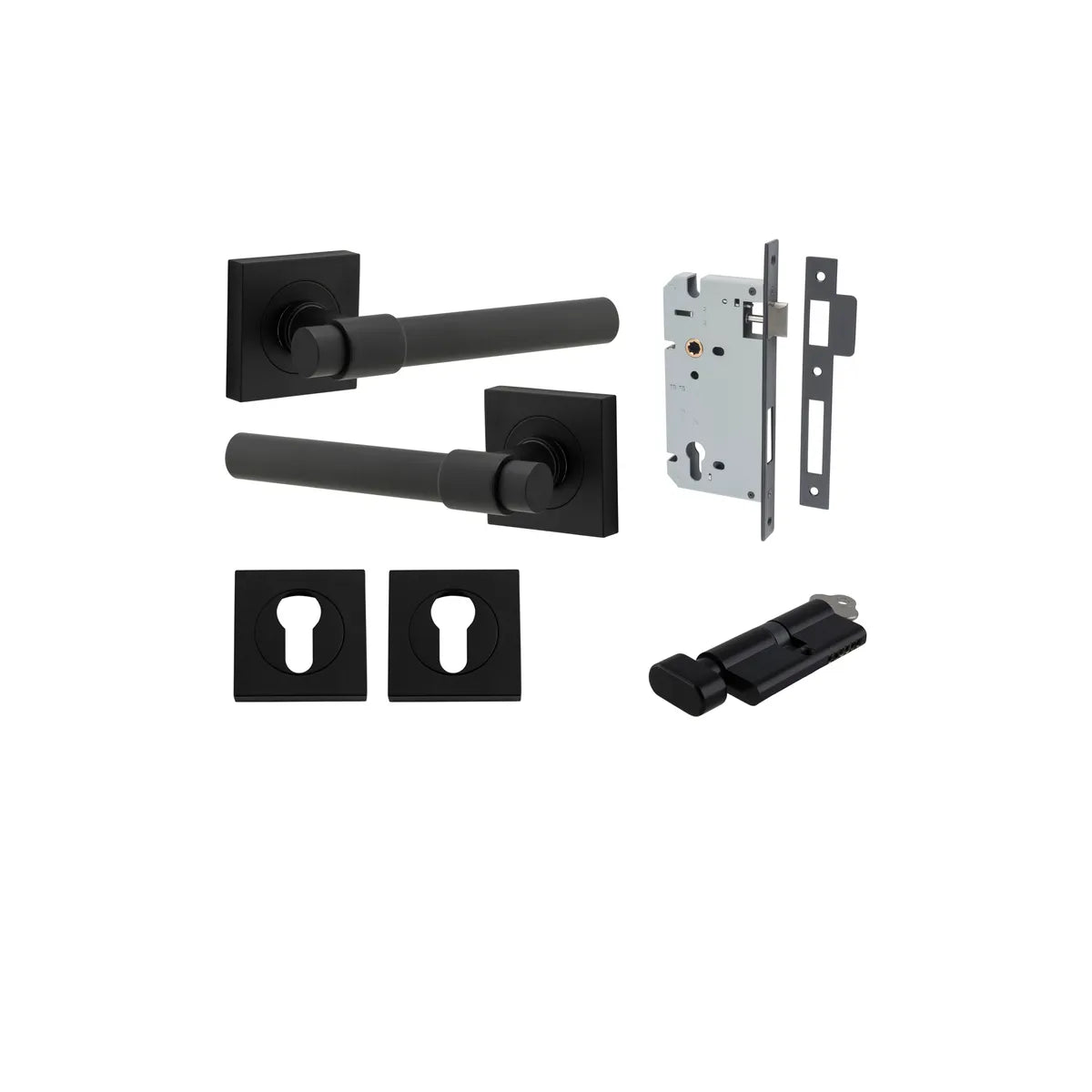 Helsinki Lever - Square Rose Entrance Kit with Separate High Security Lock - entrance set configuration (11 of 14)