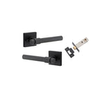 Helsinki Lever - Square Rose (Inbuilt Privacy) in Matt Black - privacy set configuration
