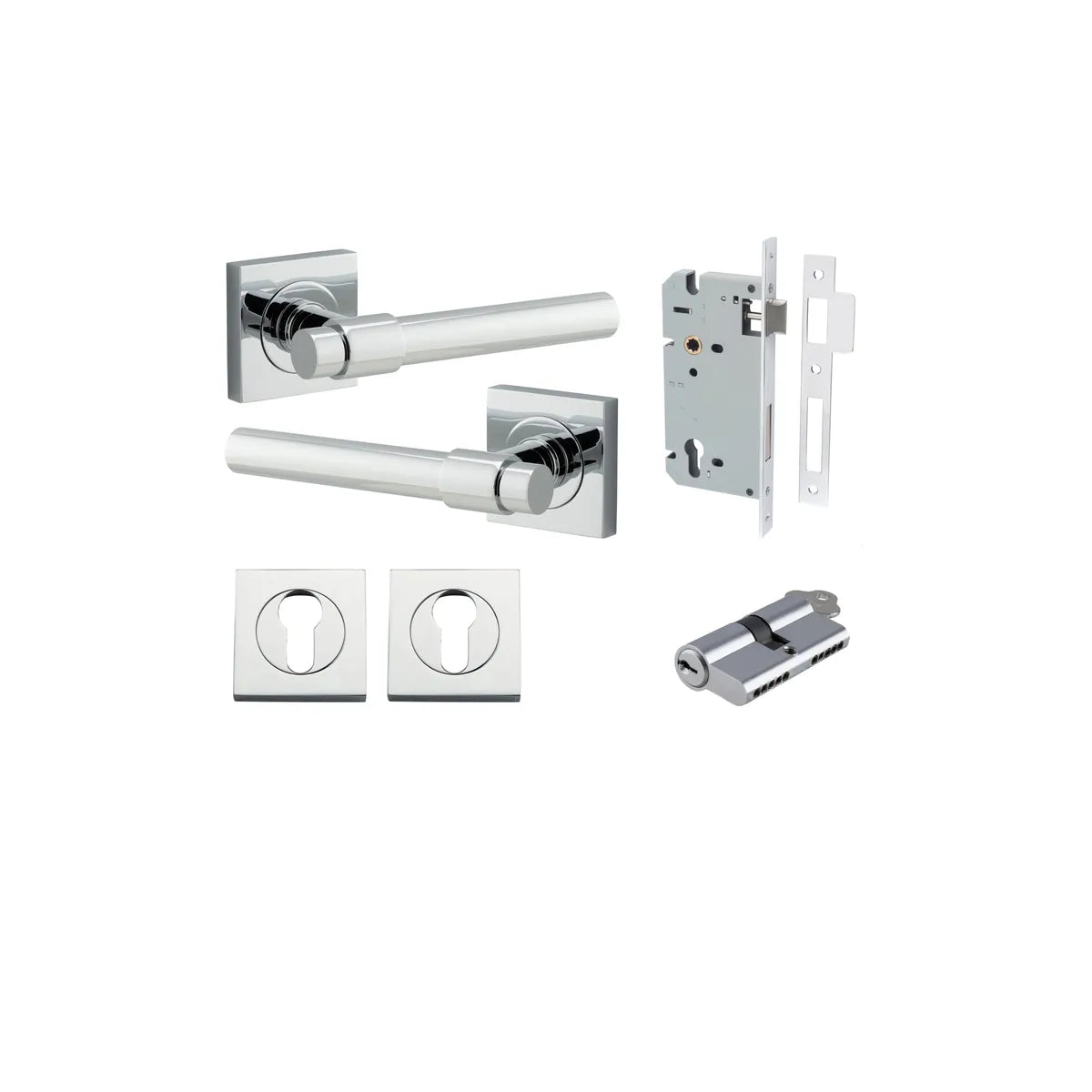 Helsinki Lever - Square Rose Entrance Kit with Separate High Security Lock - entrance set configuration (5 of 14)