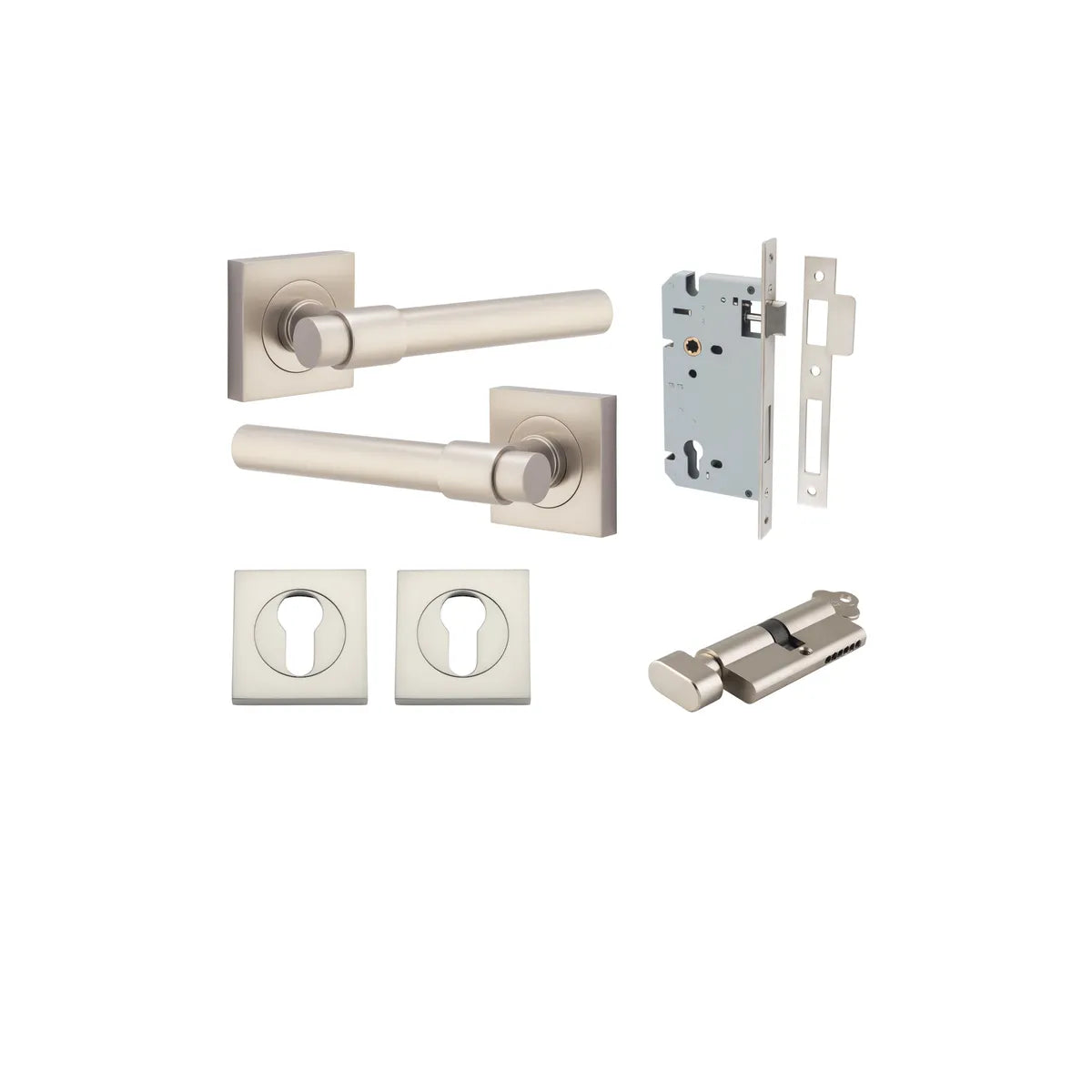 Helsinki Lever - Square Rose Entrance Kit with Separate High Security Lock - entrance set configuration (13 of 14)