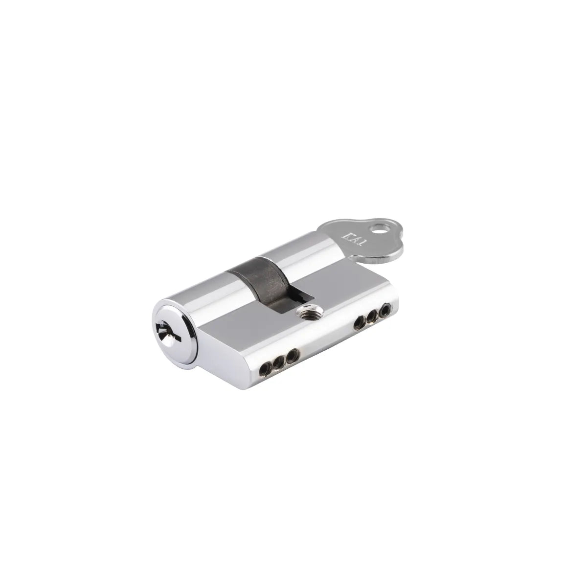 Euro Cylinder Key/Key 3 Pin in Polished Chrome - side profile view