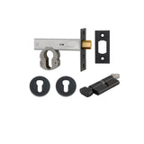 Euro Mortice Deadbolt Kit - 60mm Backset with Round Euro Escutcheon Key/Thumb in Matt Black - alternative product view