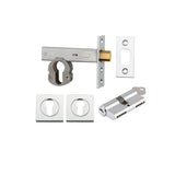 Euro Mortice Deadbolt Kit - 60mm Backset with Square Euro Escutcheon Key/Key