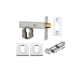 Euro Mortice Deadbolt Kit - 60mm Backset with Square Euro Escutcheon Key/Thumb