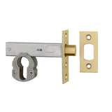 Euro Mortice Deadbolt - 60mm Backset in Brushed Brass - front view