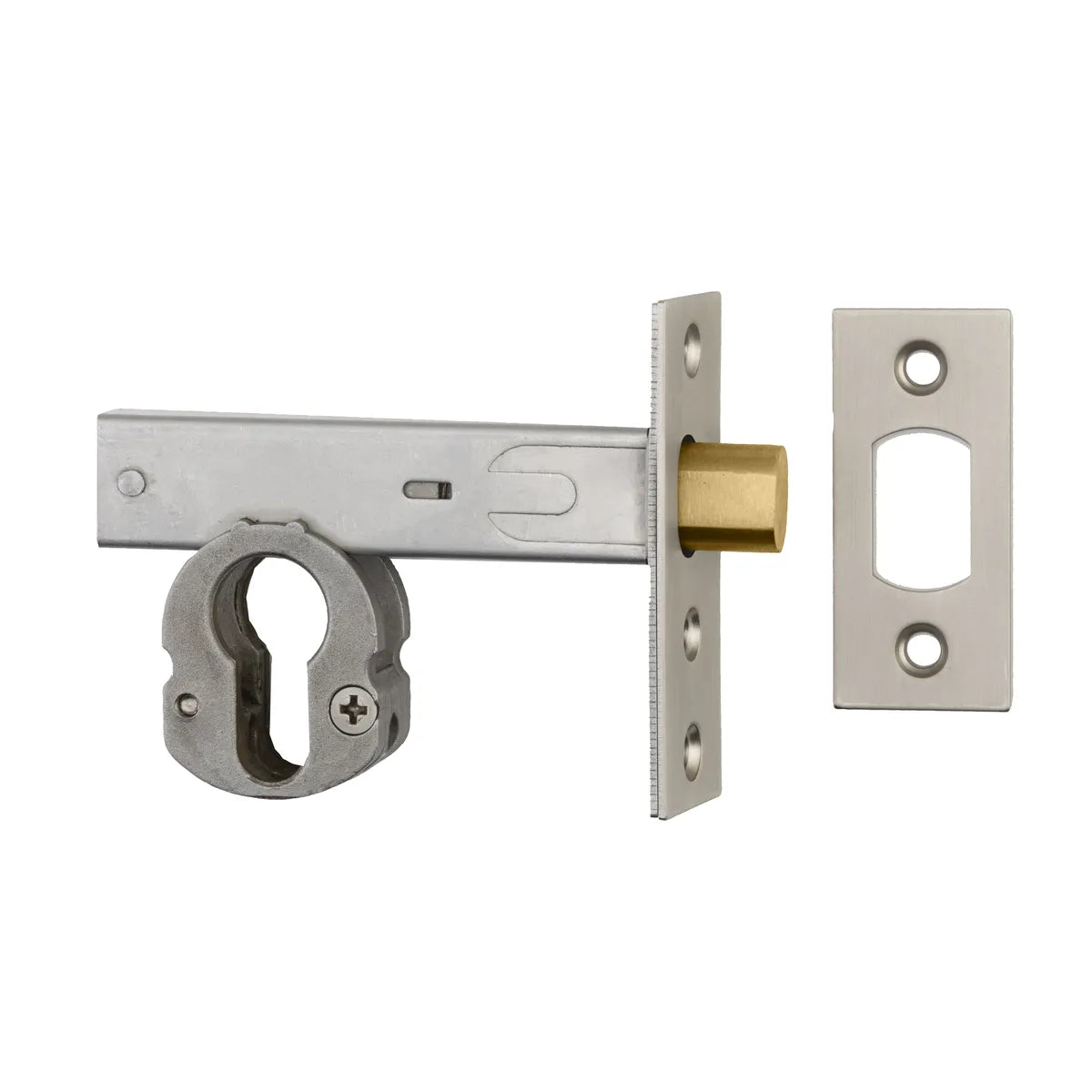 Euro Mortice Deadbolt - 60mm Backset in Satin Nickel - front view