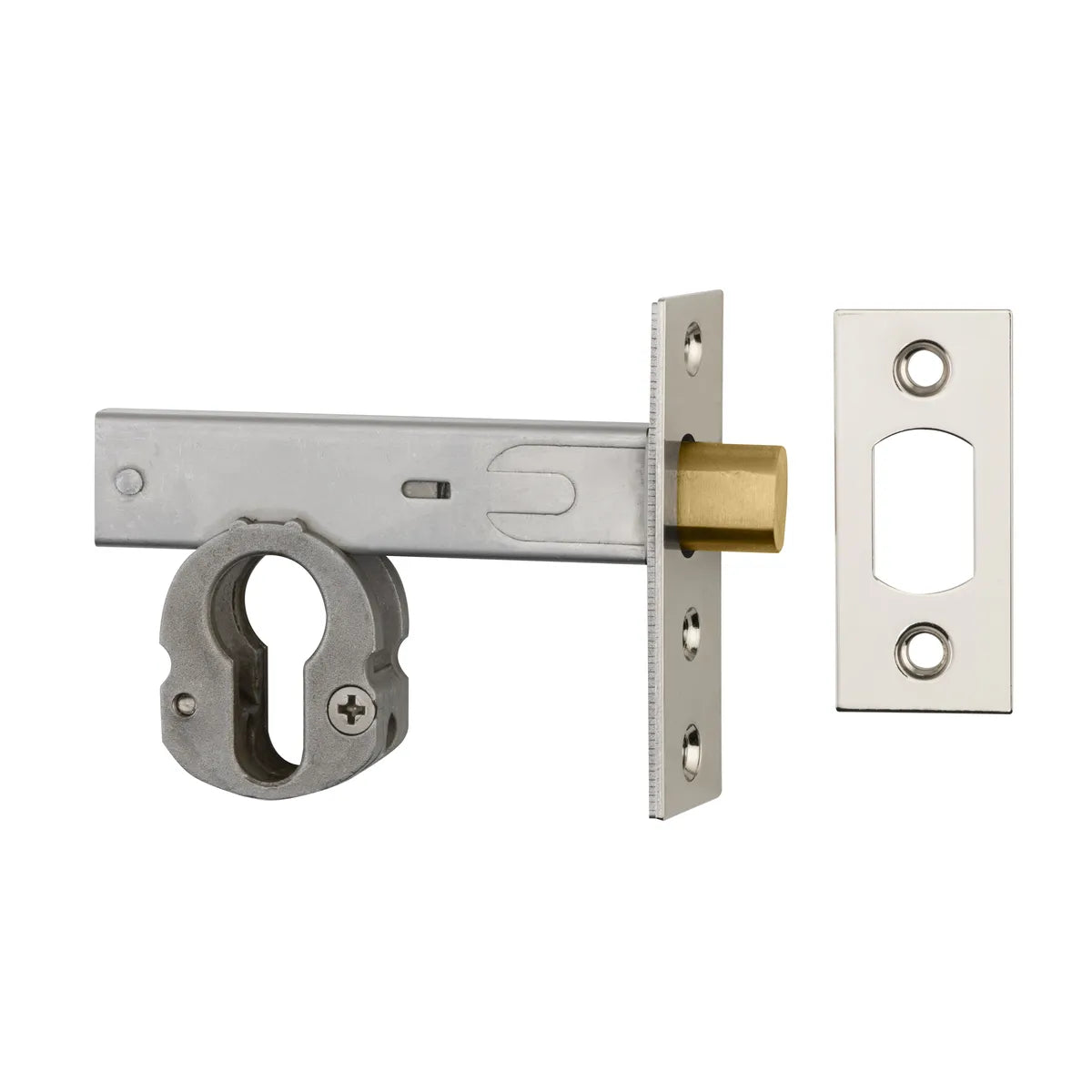 Euro Mortice Deadbolt - 60mm Backset in Polished Nickel - full product view