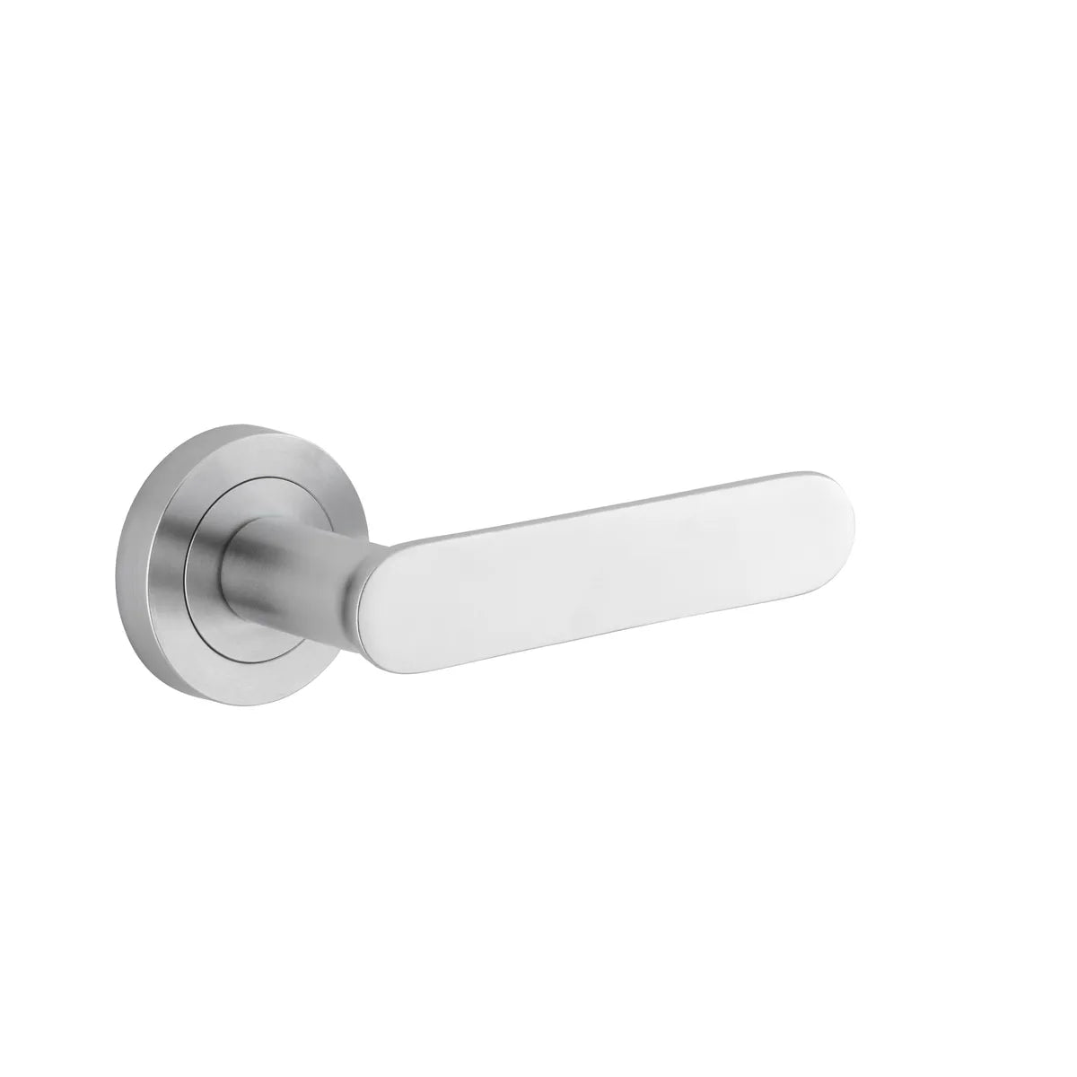 Bronte Lever - Round Rose in Brushed Chrome - angled product view