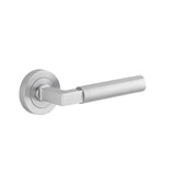 Berlin Lever - Round Rose in Brushed Chrome - angled product view