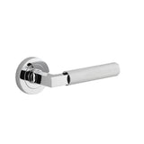 Brunswick Lever - Round Rose in Polished Chrome - close-up detail view