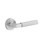 Brunswick Lever - Round Rose in Brushed Chrome - front view