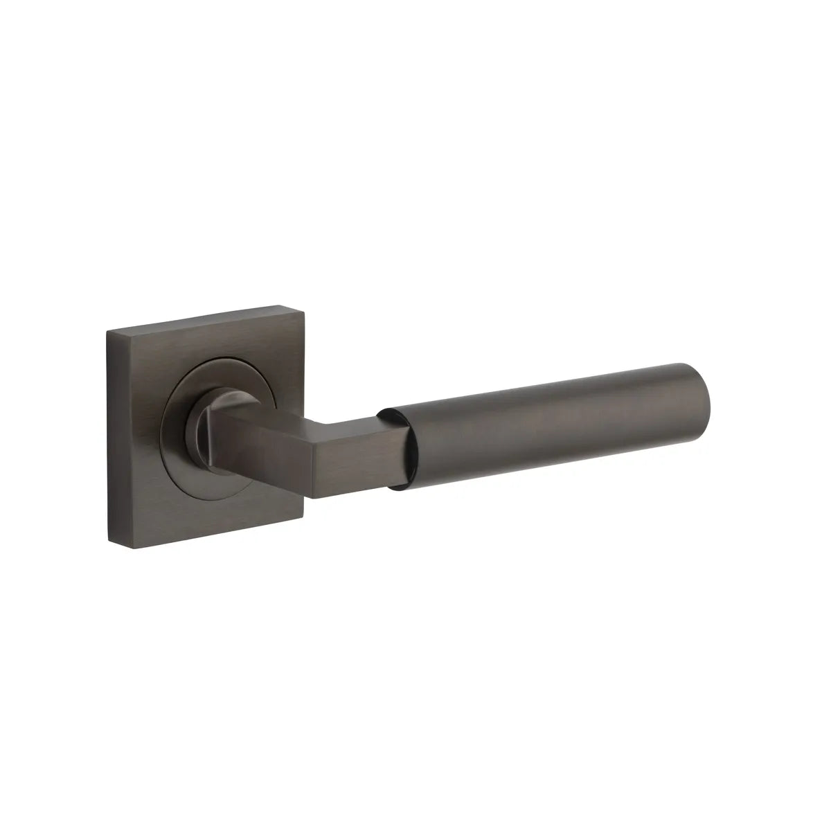 Berlin Lever - Square Rose in Signature Brass - finish and profile close-up