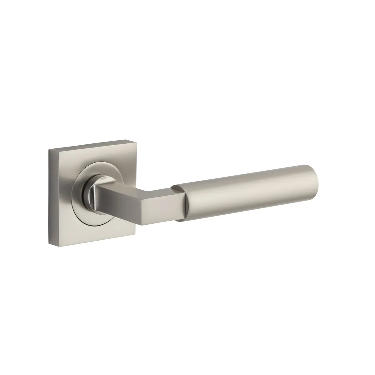 Berlin Lever - Square Rose in Satin Nickel - rear mounting detail