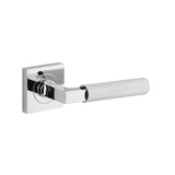 Brunswick Lever - Square Rose in Polished Chrome - close-up detail view