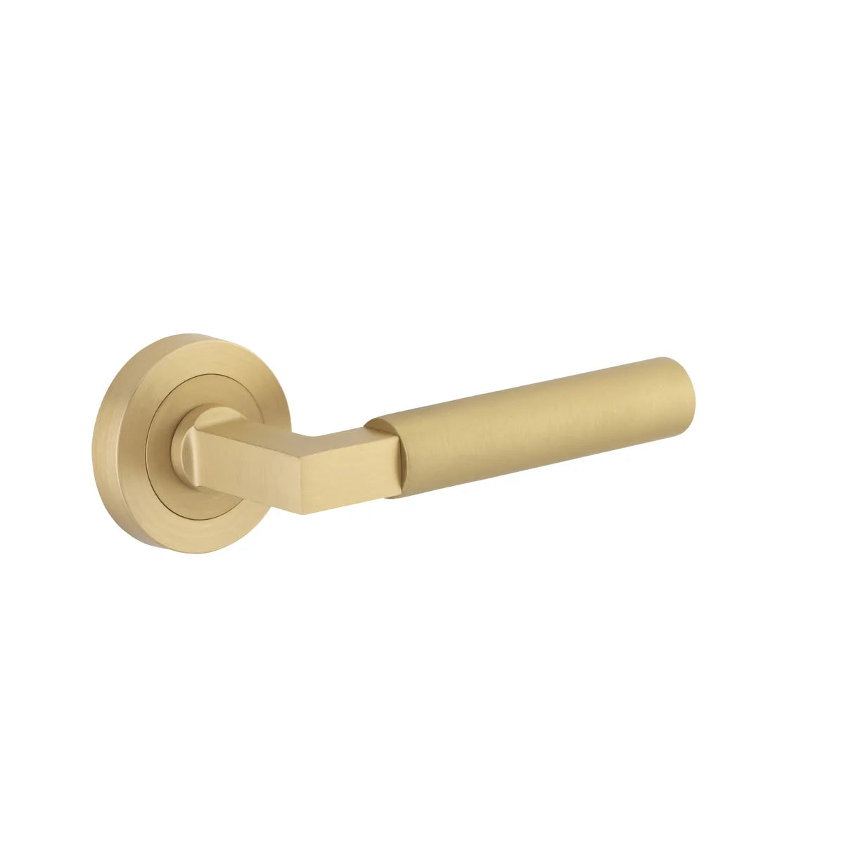 Berlin Lever - Round Rose in Brushed Brass - front view