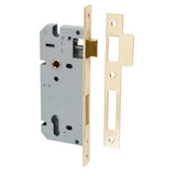 85mm Euro Mortice Locks - 45mm Backset in Polished Brass - rear mounting detail