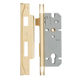 Rebated 85mm Euro Mortice Locks - 45mm Backset in Polished Brass - rear mounting detail
