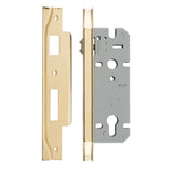 Rebated 85mm Euro Roller Mortice Locks - 45mm Backset in Polished Brass - rear mounting detail