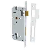 85mm Euro Mortice Locks - 45mm Backset in Brushed Brass - finish and profile close-up
