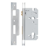Rebated 85mm Euro Roller Mortice Locks - 60mm Backset in Brushed Chrome - angled product view
