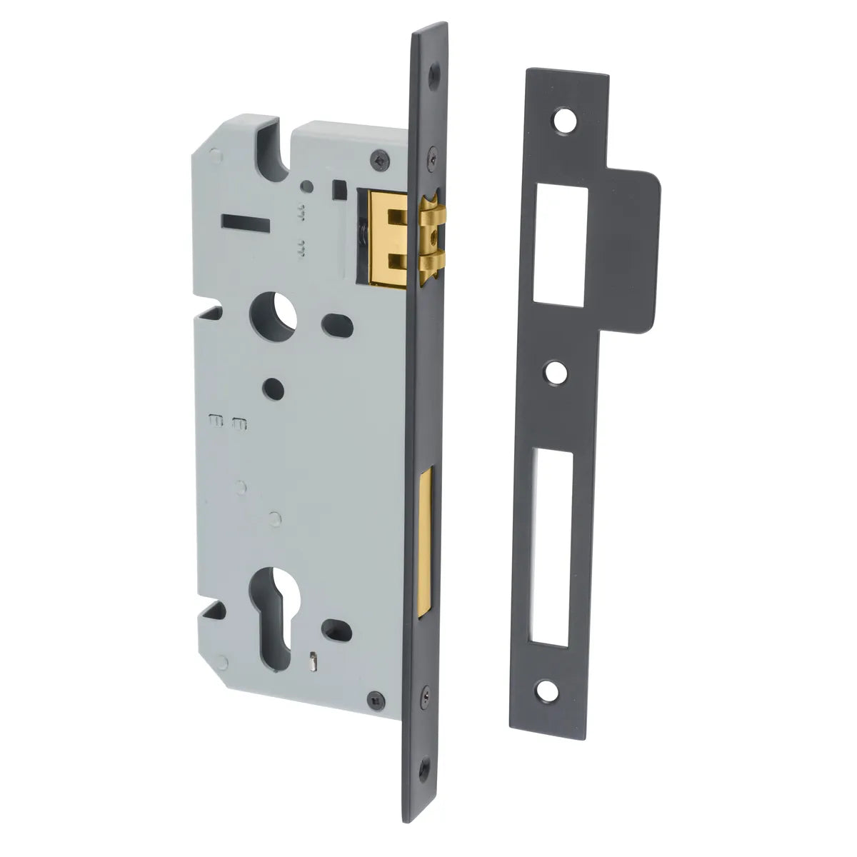 85mm Euro Roller Mortice Lock - 45mm Backset in Matt Black - alternative product view