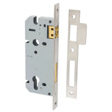 85mm Euro Roller Mortice Lock - 45mm Backset in Satin Nickel - front view