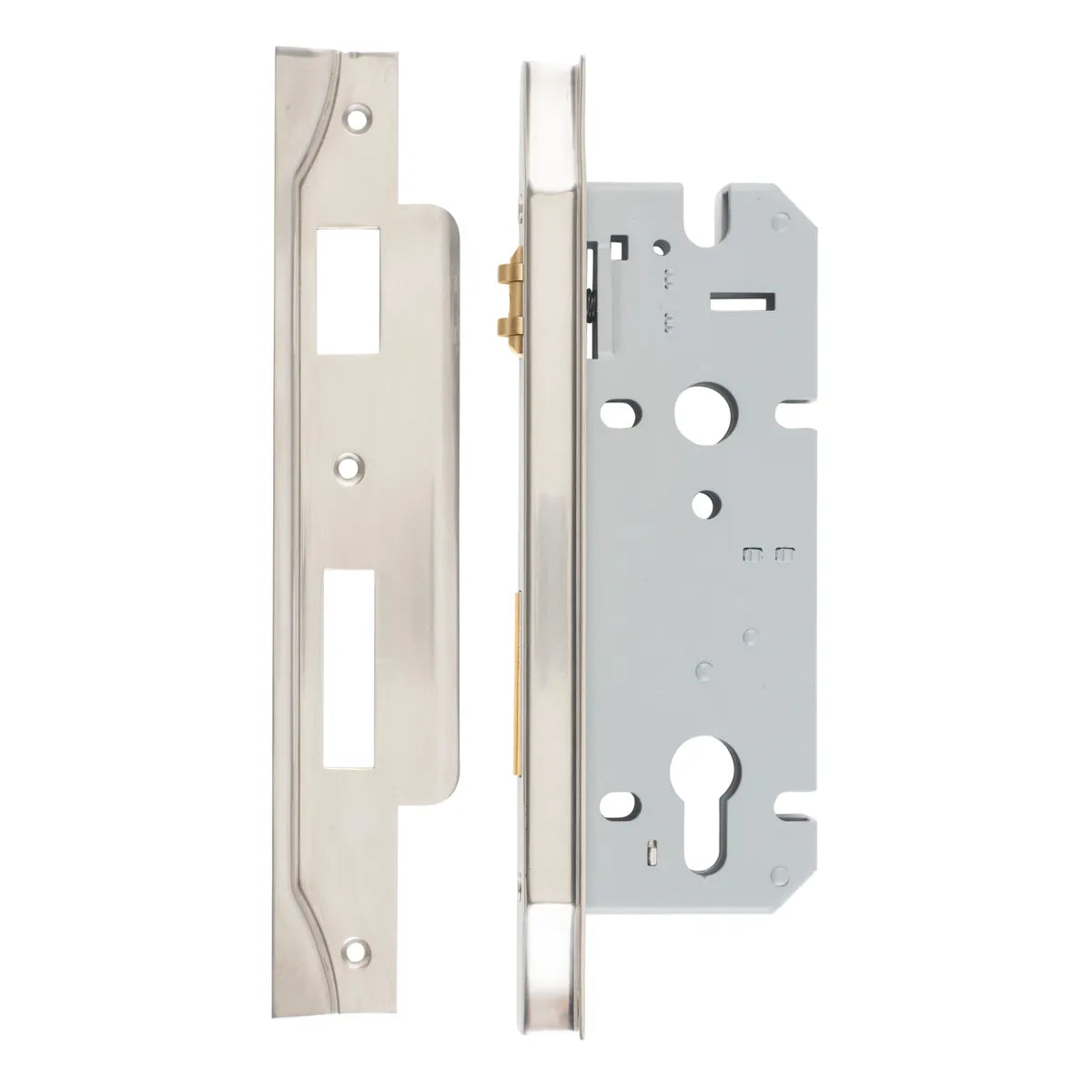 Rebated 85mm Euro Roller Mortice Locks - 45mm Backset in Brushed Brass - front view (9 of 10)